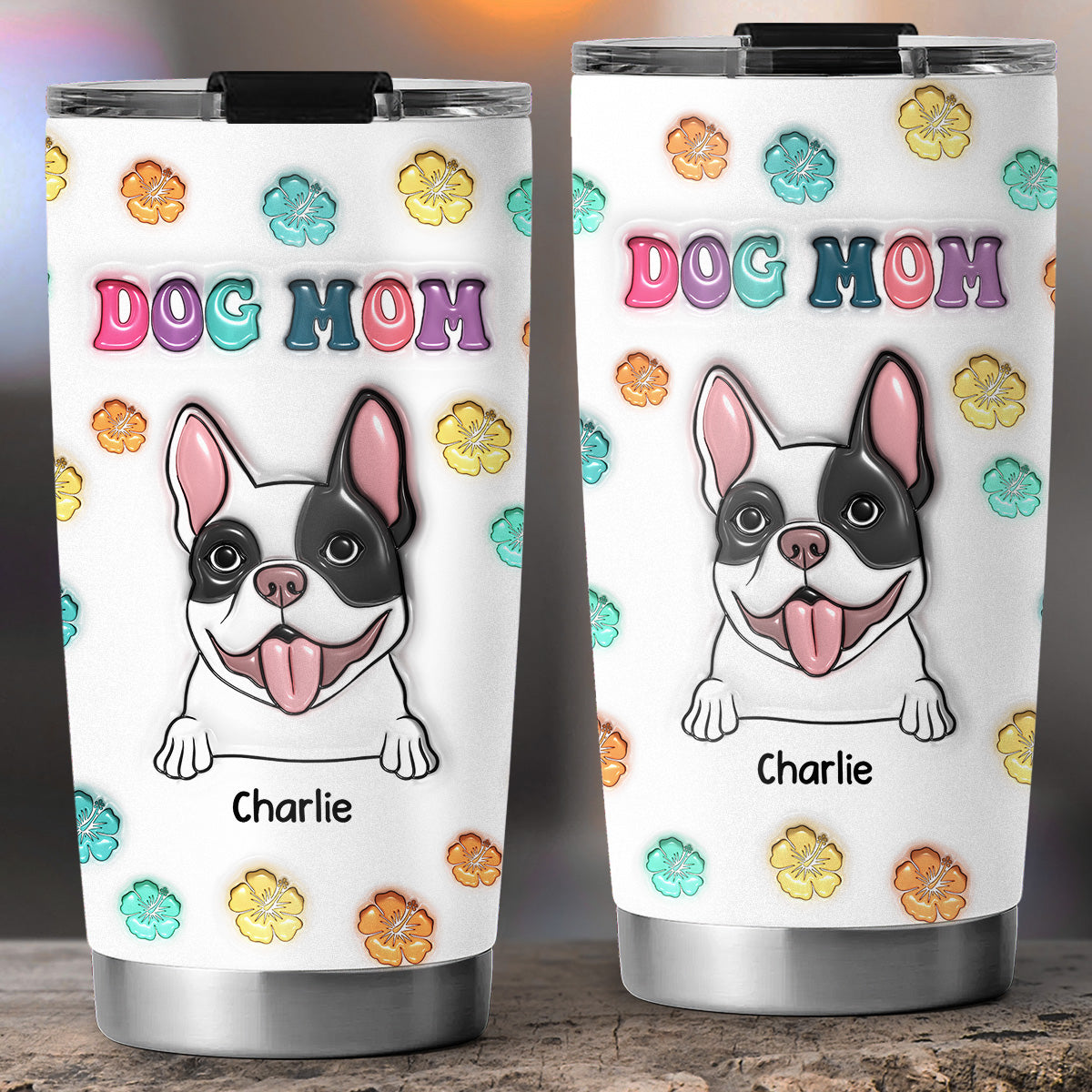 Personalized Custom 3D Inflated Effect Stainless Steel Tumbler for Dog Moms