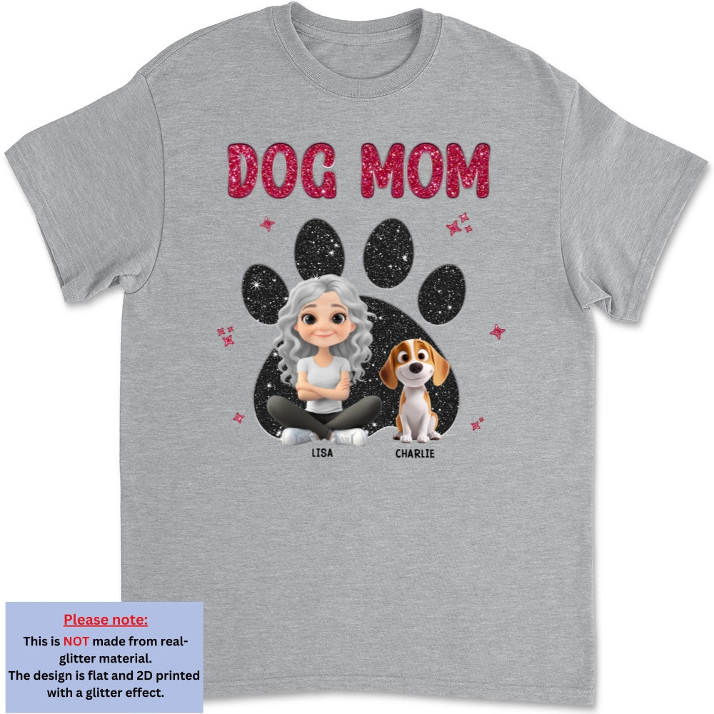 Stylish Dog Mom Mum Black Blink - Personalized Custom Unisex 5.3 oz T-shirt