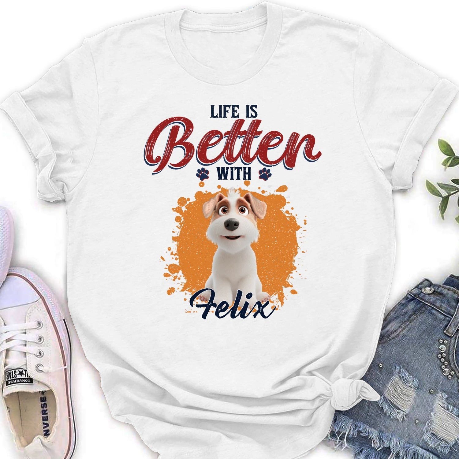 Better Life With My Dog - Exclusive Personalized Custom Women's T-shirt for Pet Lovers