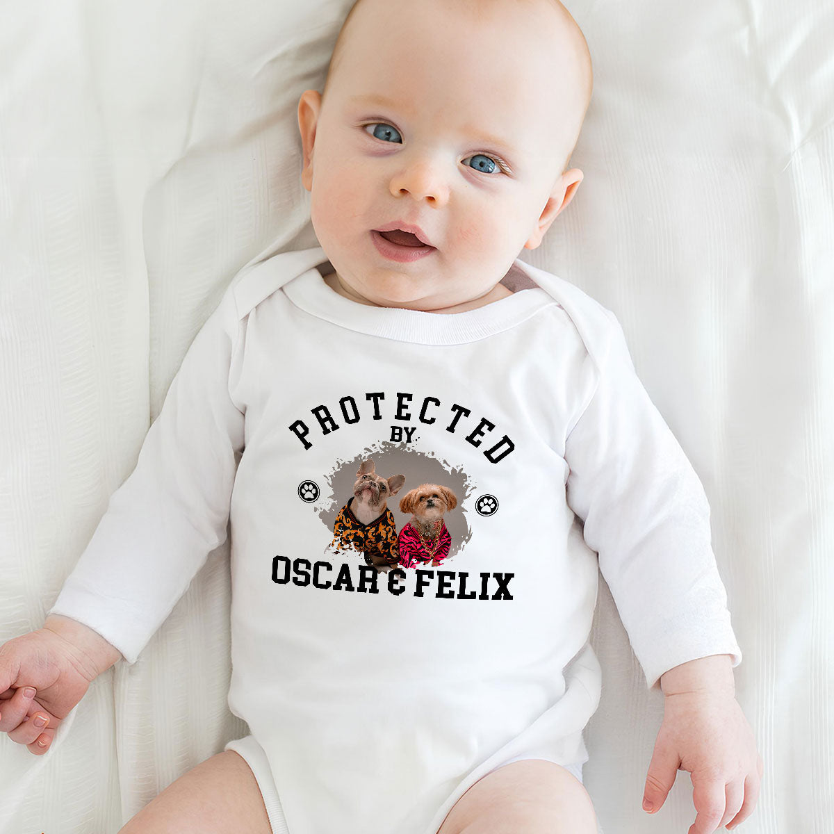 Photo - Protected Personalized Custom Long Sleeve Baby Onesie for Unforgettable Early Moments