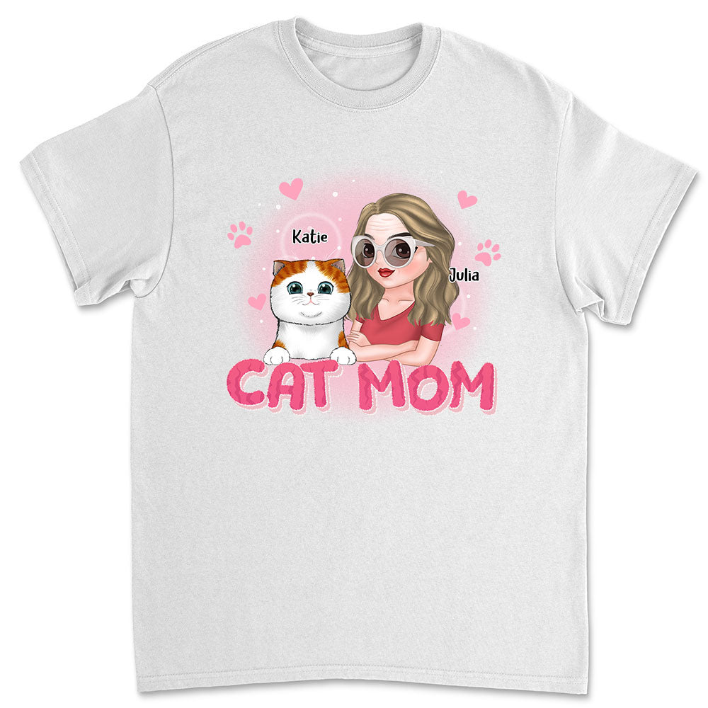 Unique Cat Mom Cartoon - Personalized Custom Unisex 5.3 oz T-shirt for Pet Lovers