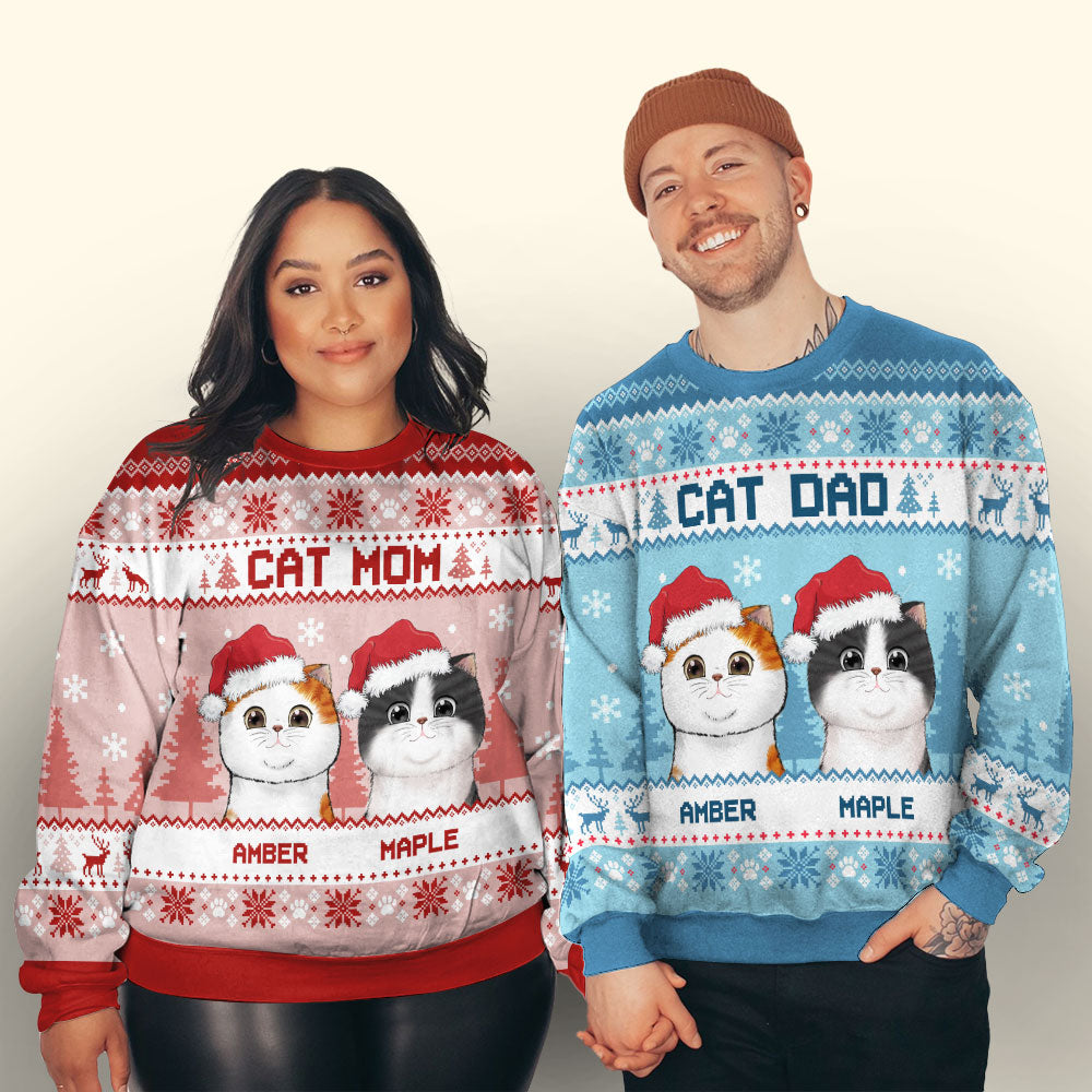 Cat Parents Mint - Customizable All-Over-Print Unisex Sweatshirt for Pet Lovers