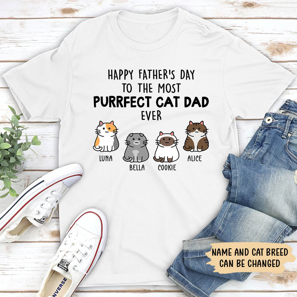 Purrfectly Personalized Custom Unisex Cat Dad T-shirt