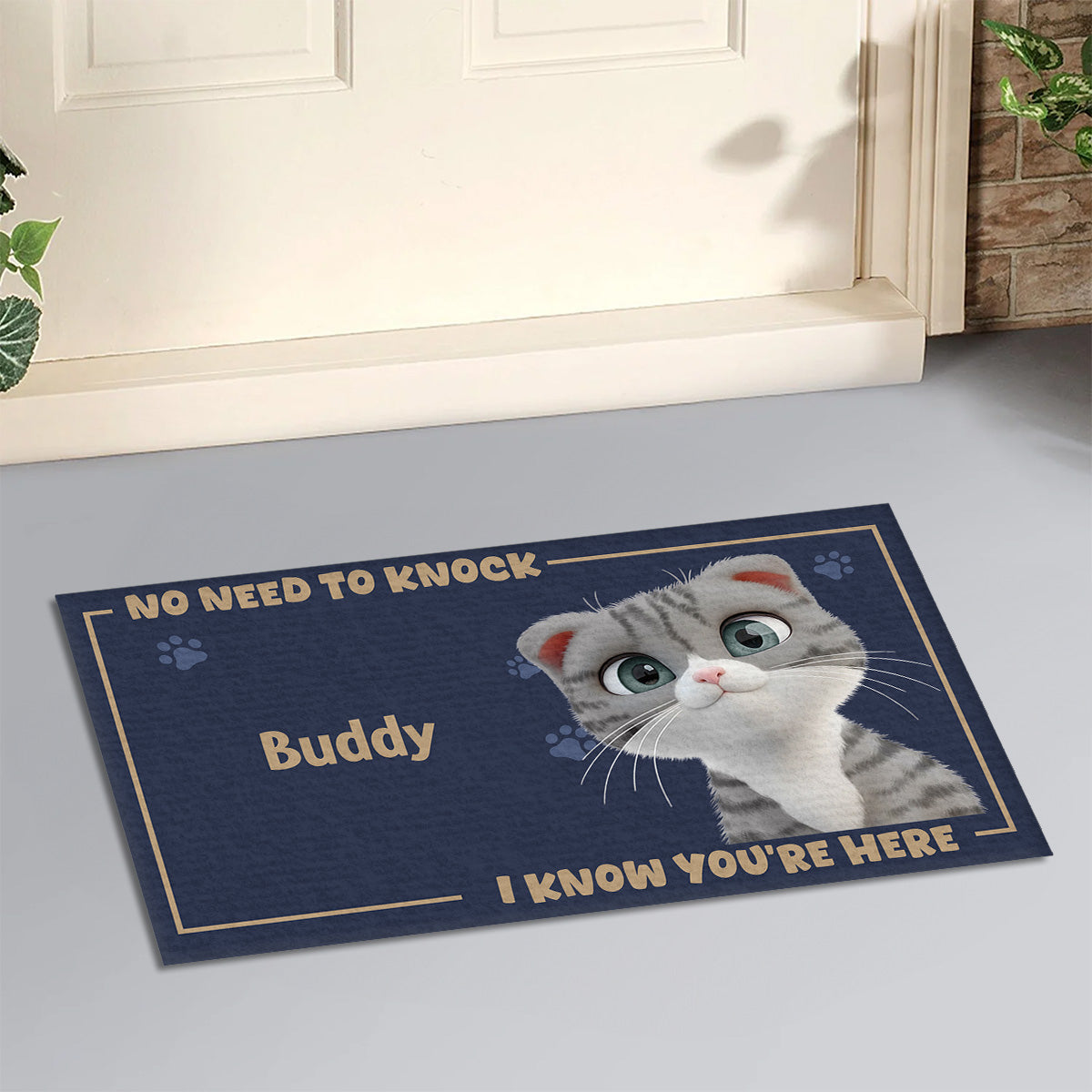 Personalized Custom Pet Lover's Doormat: No Need To Knock, Welcome with Your Furry Friend