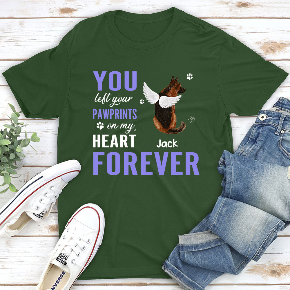 You Left Your Pawprints - Personalized Custom Unisex Memorial T-shirt for Pet Lovers