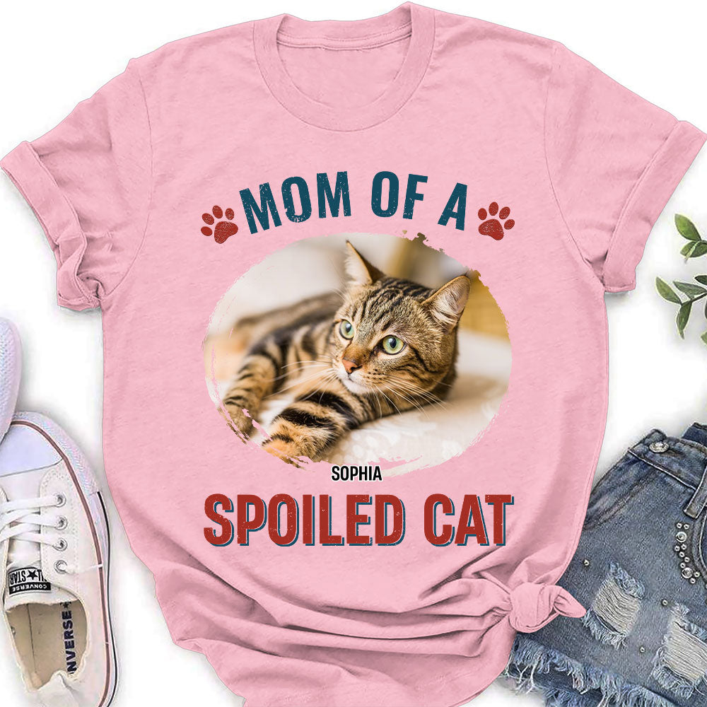 Cat Mom Of Spoiled Kids - Personalized Custom Women's Cotton Blend T-shirt with Unique Feminine Pattern