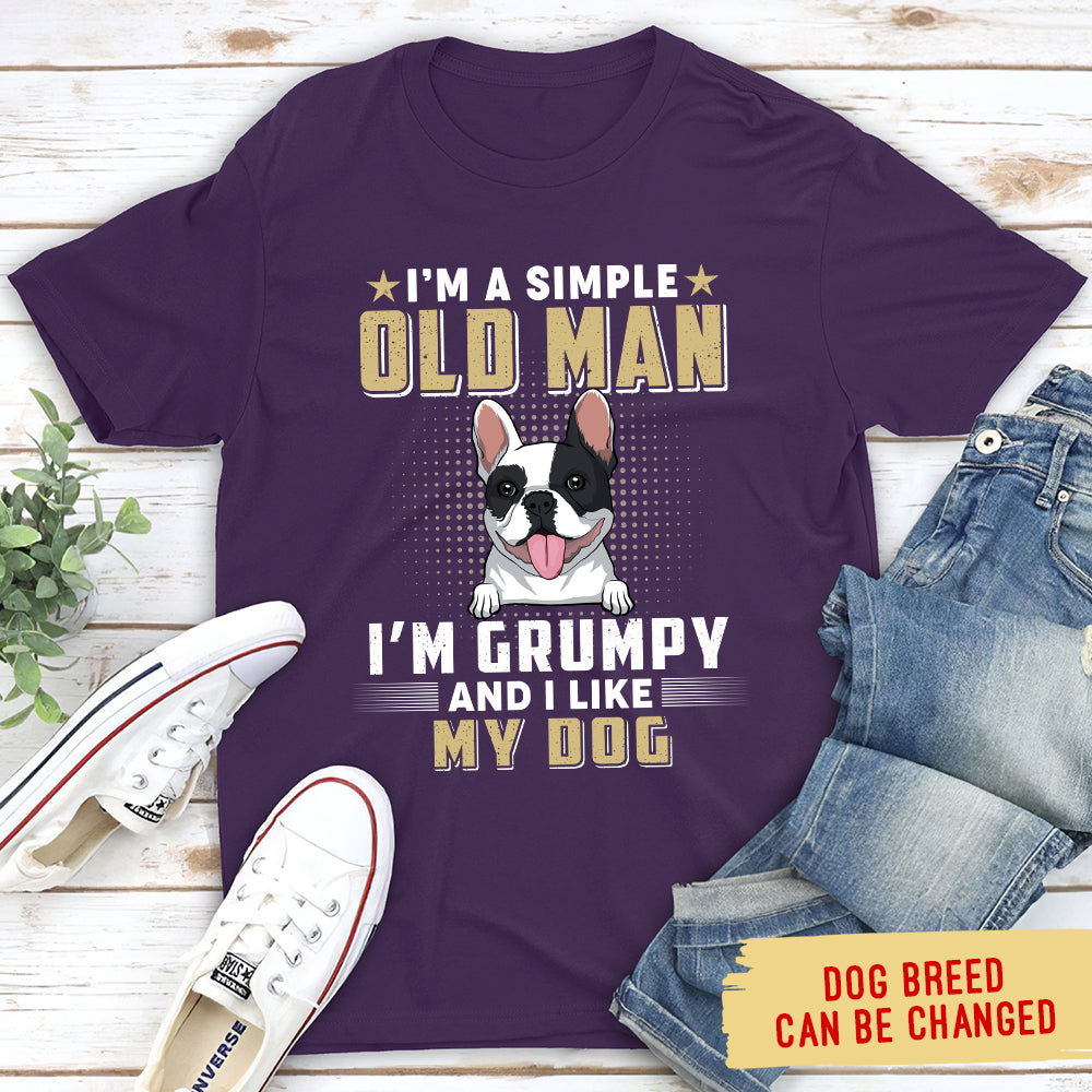 Simple Old Man - Personalized Custom Premium Men's 4.2 oz T-shirt for Pet Lovers