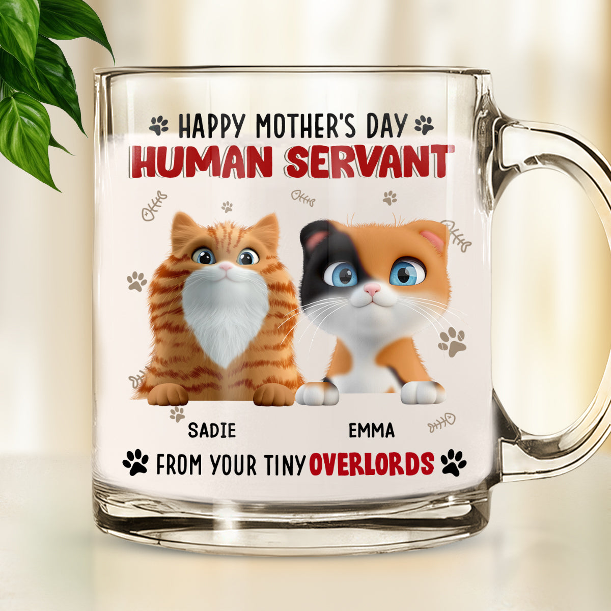 Happy Human Servant - Exquisitely Personalized Custom Glass Mug with 11 oz Capacity