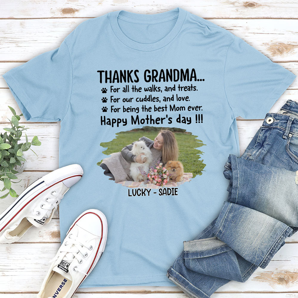 Thanks Mom Personalized Custom Unisex 5.3 oz Photo T-shirt - Ideal Gift for Pet Lovers