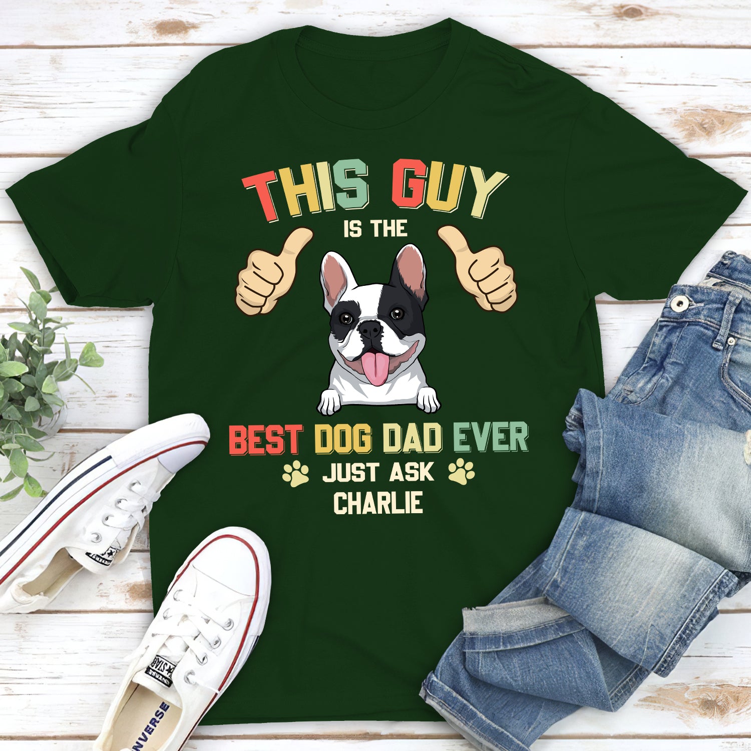Best Dog Dad Ever - Personalized Custom Unisex 5.3 oz T-shirt for Pet Lovers
