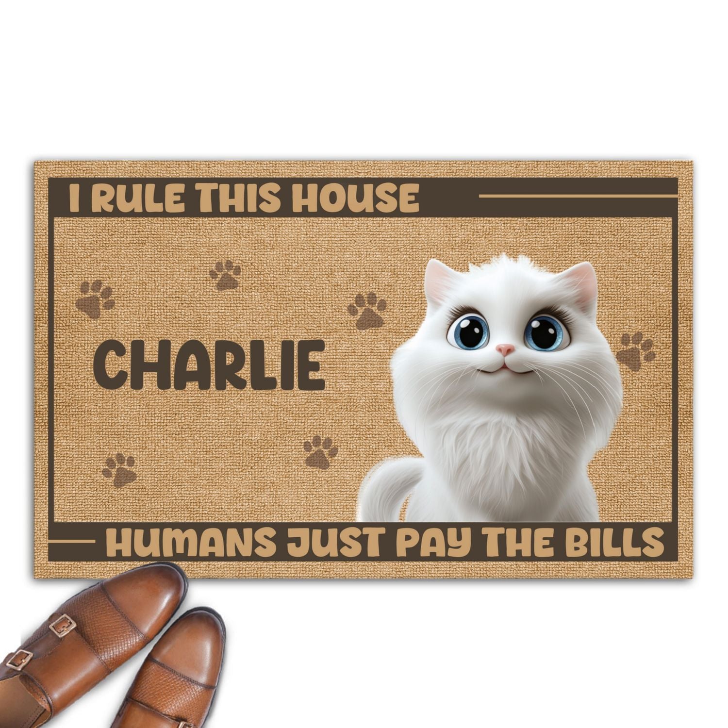 Our House Our Rule - Personalized Custom Pet Lover Doormat with Cat or Dog Picture