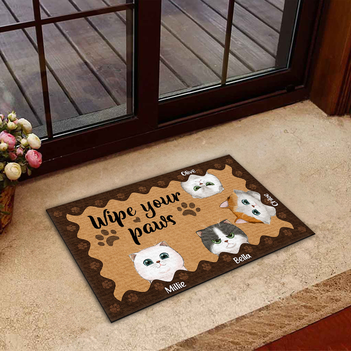Personalized Custom Pet Paw Wipe Doormat - Ideal for Cat and Dog Lovers