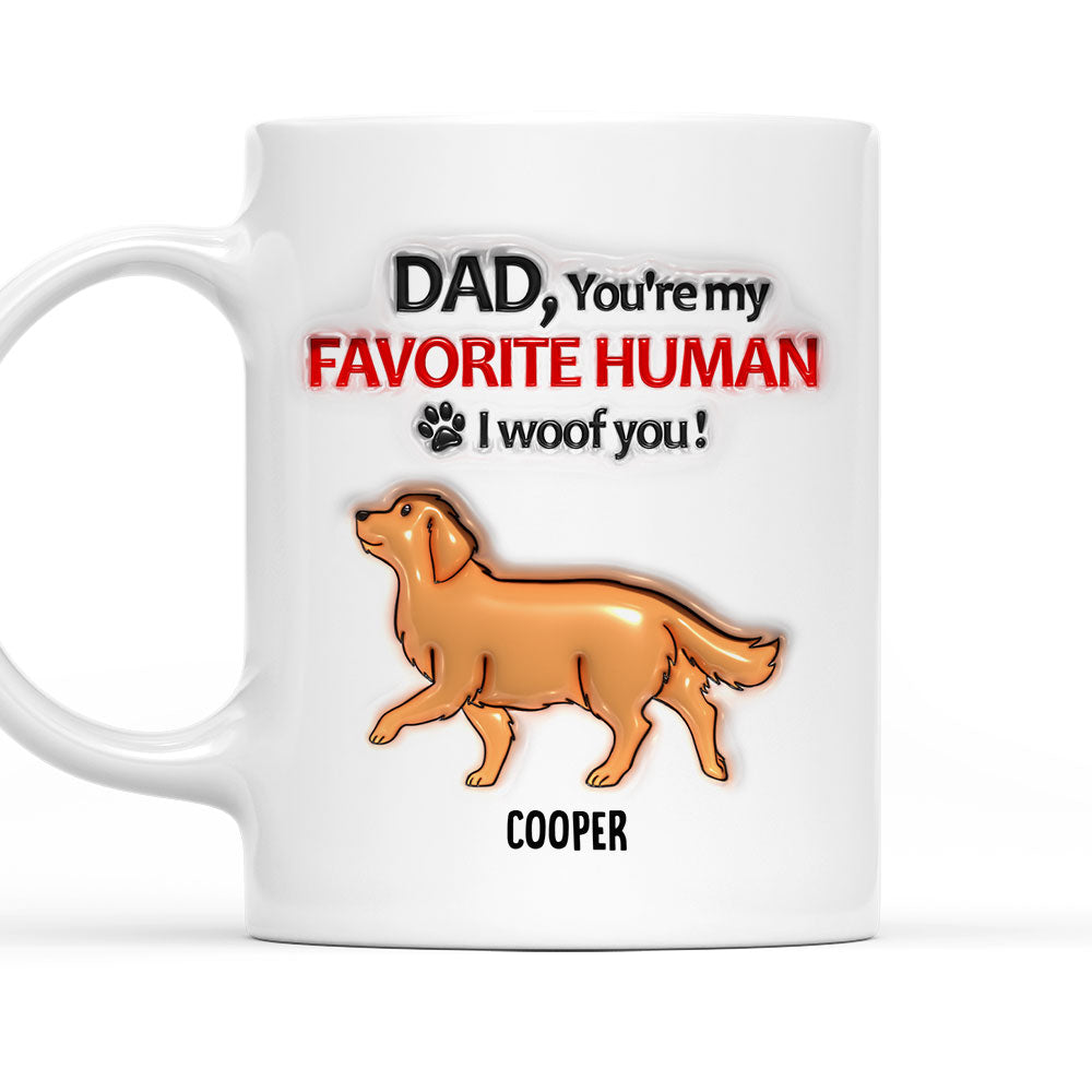 Favorite Human - Stunning Personalized Custom 3D Inflated Effect Ceramic Mug for Pet Lovers
