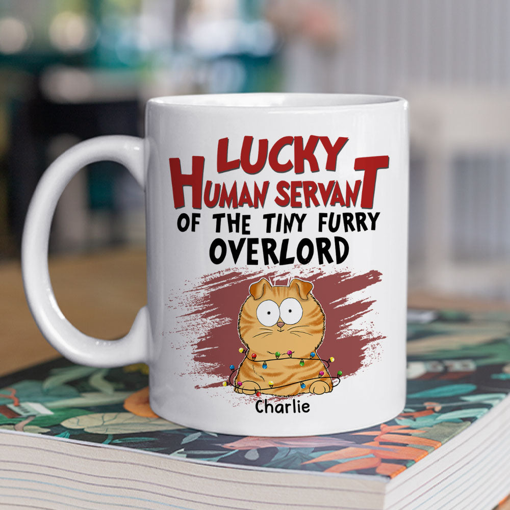 Lucky Human Servant - Personalized Custom Ceramic Coffee Mug for Pet Lovers (11oz & 15oz Sizes)