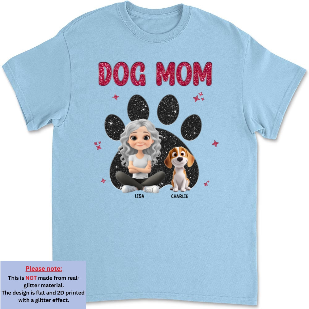 Stylish Dog Mom Mum Black Blink - Personalized Custom Unisex 5.3 oz T-shirt