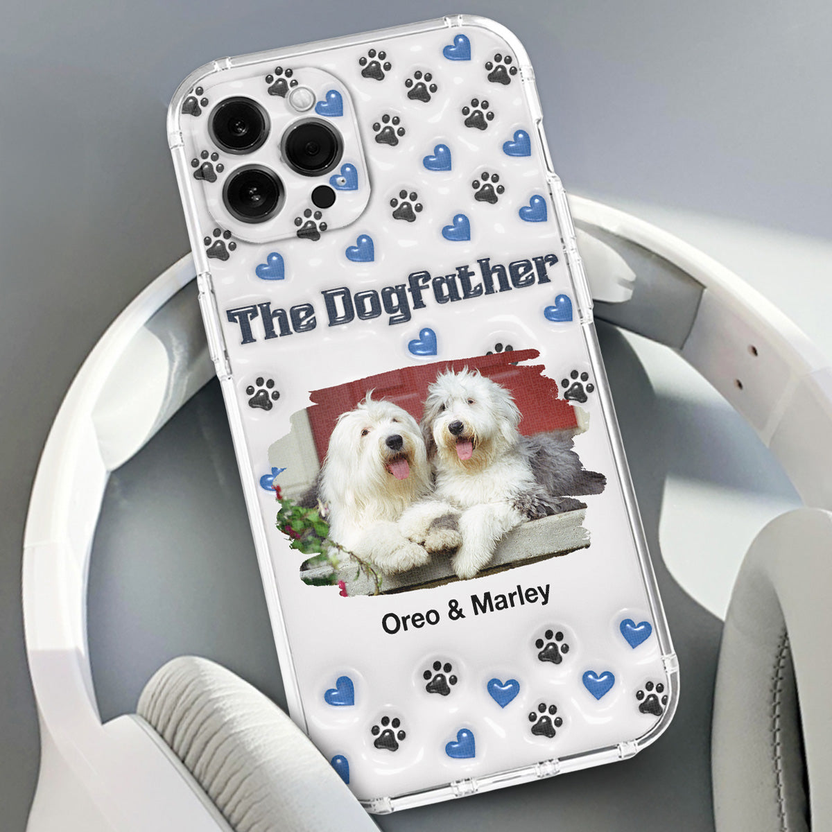 Handsome Dog Dad Personalized 3D Inflated Effect Custom Phone Case for Stylish Protection
