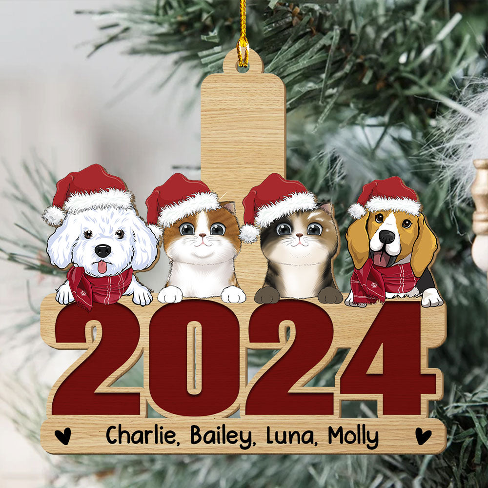 2024 Happy Holiday - Exclusively Personalized Single - Layered Wood Christmas Ornament for Pet Lovers