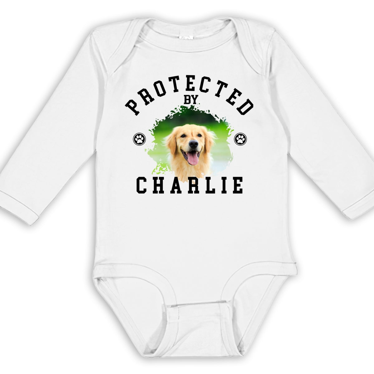 Photo - Protected Personalized Custom Long Sleeve Baby Onesie for Unforgettable Early Moments