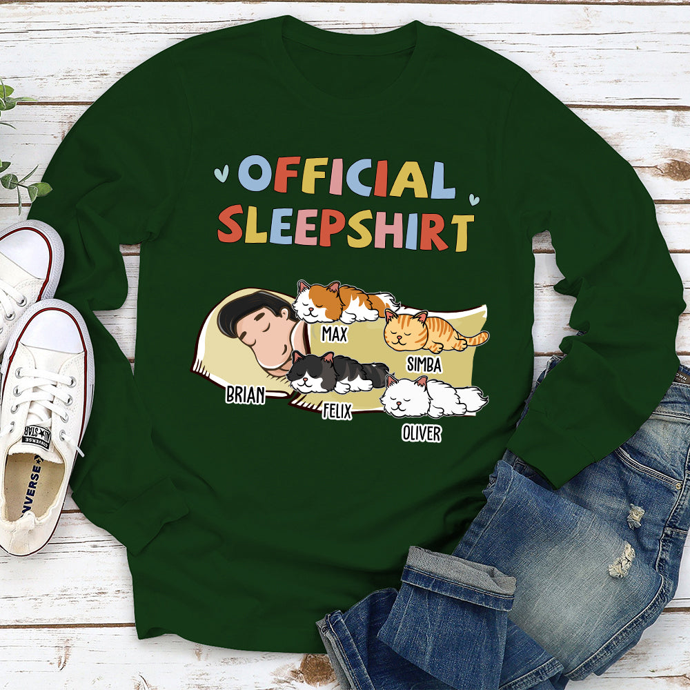 Customizable Personalized Long Sleeve Sleeping Cat Sleepshirt - Ideal Gift for Pet Lovers