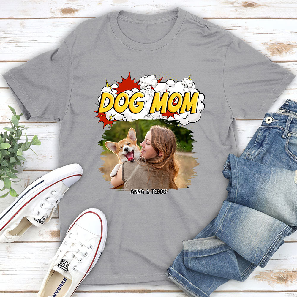 Customizable Dog Mom Comic Photo Unisex T-Shirt - Ideal Gift for Pet Lovers
