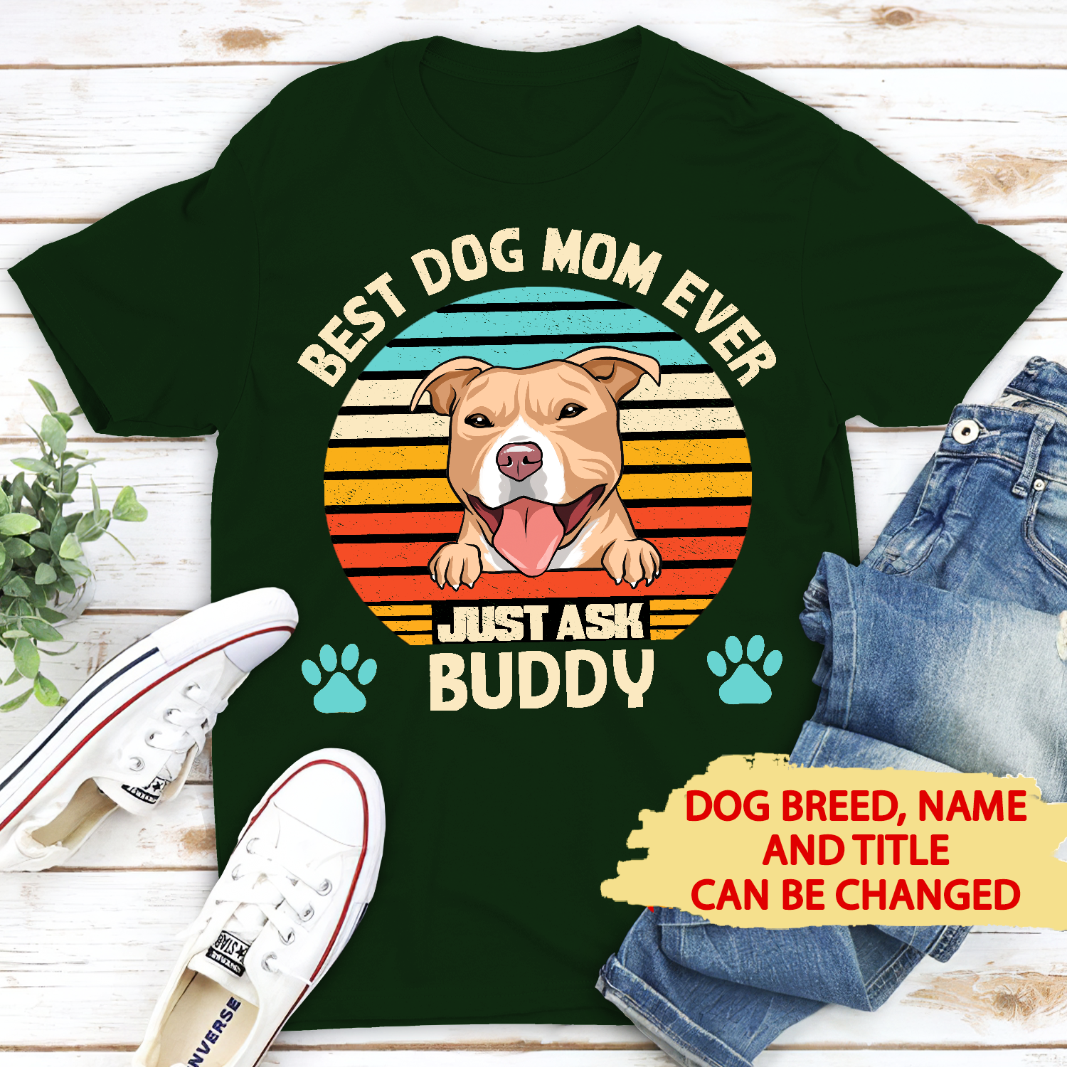 Best Dog Dad/Mom Ever - Personalized Custom Unisex 5.3 oz T-shirt for Pet Lovers