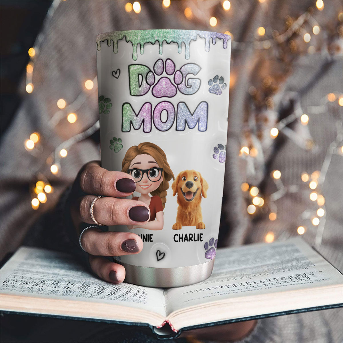 Adorable Chibi Dog Mom Version 2 - Personalized Custom 3D Inflated Effect 20oz Stainless Steel Tumbler for All Occasions