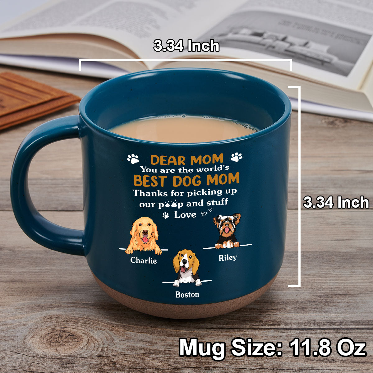 You Are The World's Best Dog Mom or Dad - 11oz Personalized Custom Ceramic Pottery Mug in Dark Blue or White