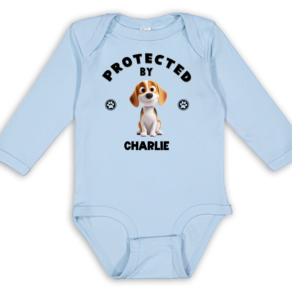 Unique Personalized Custom Long Sleeve Baby Onesie - Human Protected By Dogs