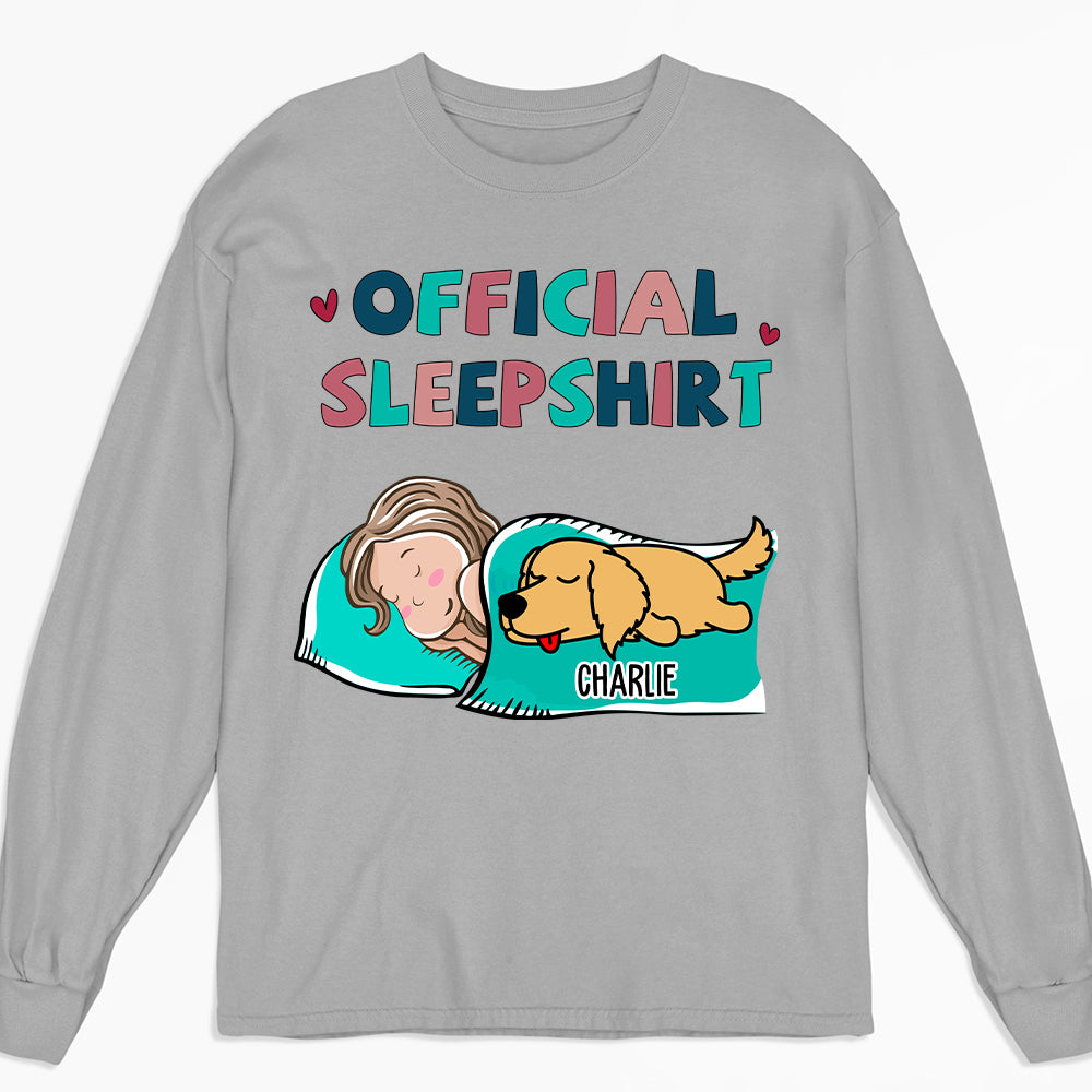 Personalized Custom Long Sleeve Sleeping Dog Sleepshirt - Ideal Gift for Pet Lovers