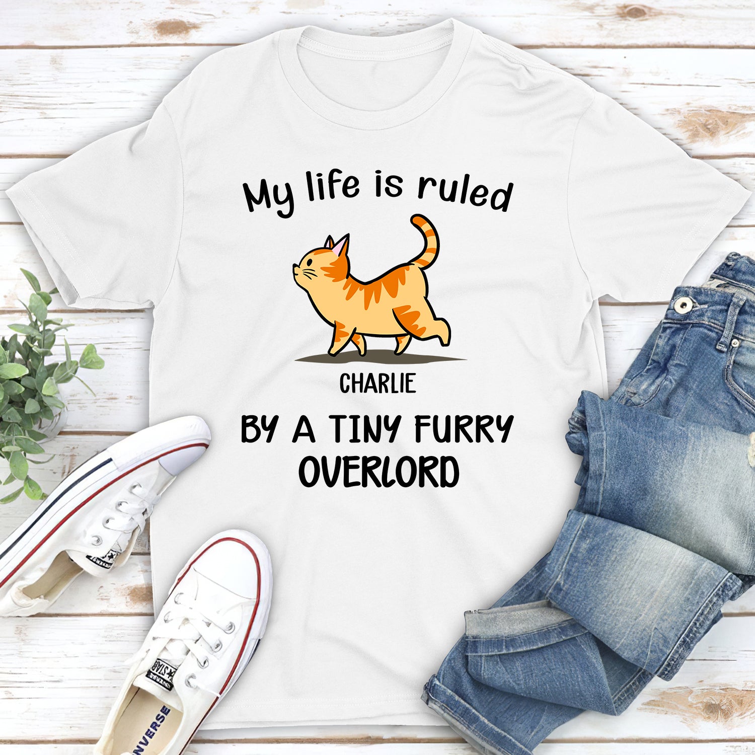 My Life Is Ruled By Cats - Personalized Custom Unisex 5.3 oz T-shirt for Pet Lovers