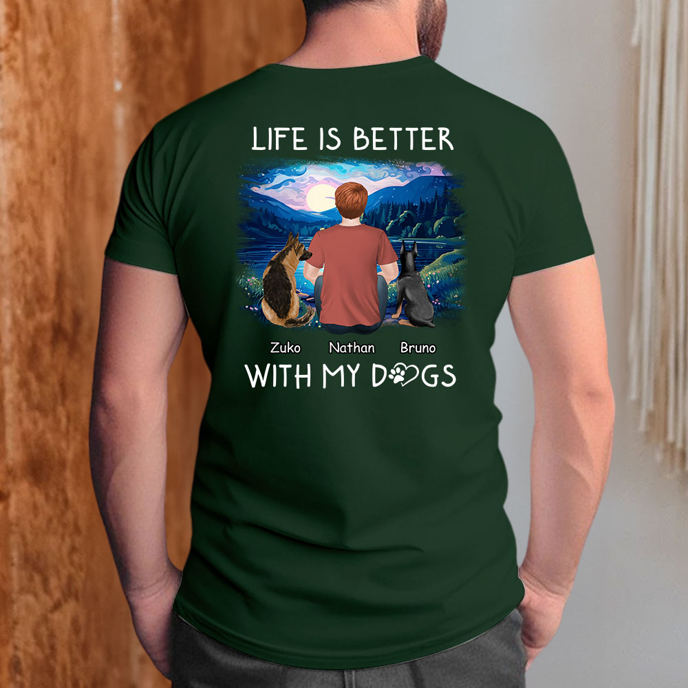Better With Dogs - Personalized Custom Unisex Heavy Cotton T-shirt for Pet Lovers