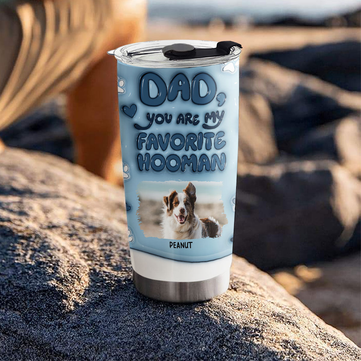 Thanks For Being Your Dog's Favorite Human - Personalized Custom 3D Inflated Effect 20oz Stainless Steel Tumbler