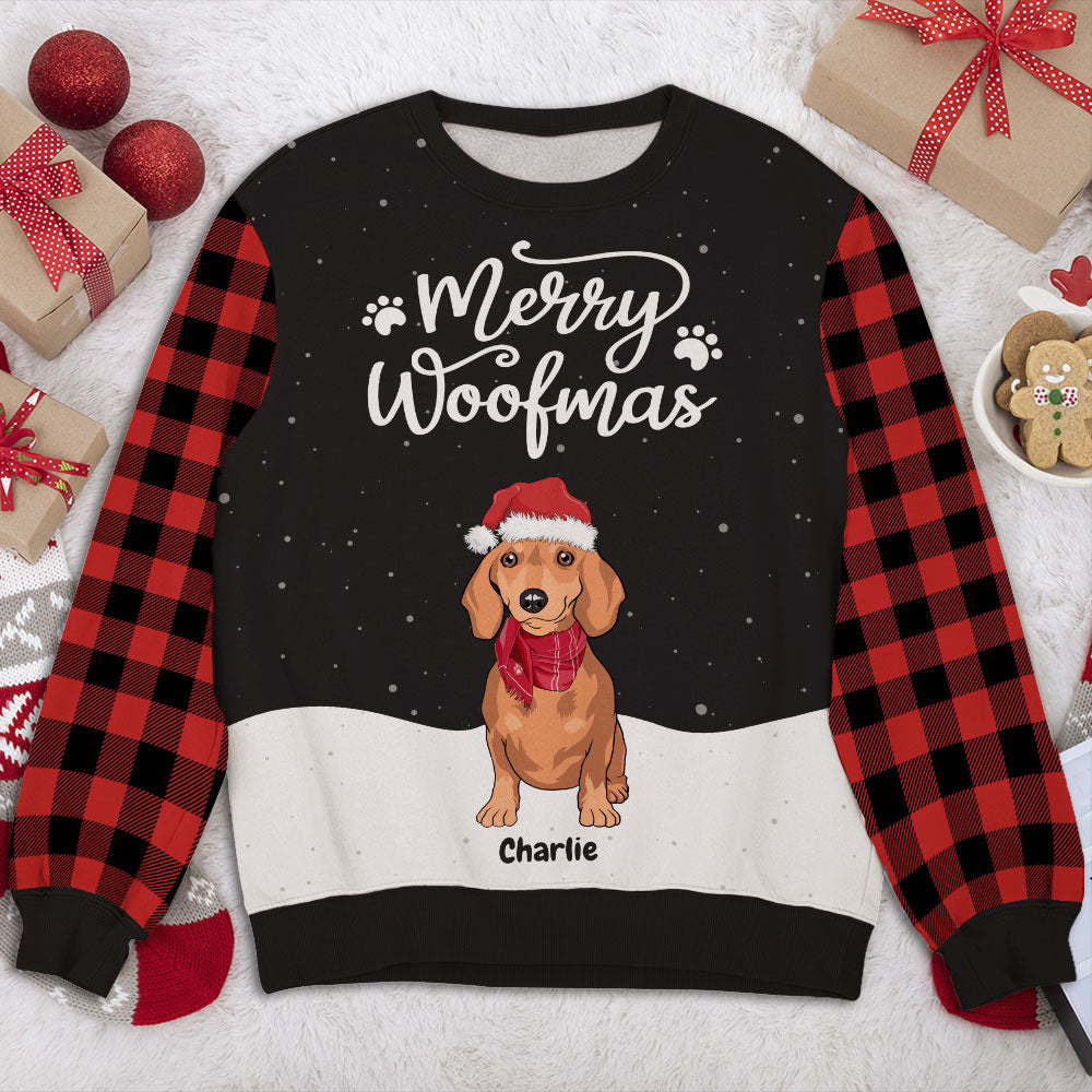 Woofmas Snow - Personalized Custom All-Over-Print Unisex 8.8 oz Polyester Blend Sweatshirt for Pet Lovers