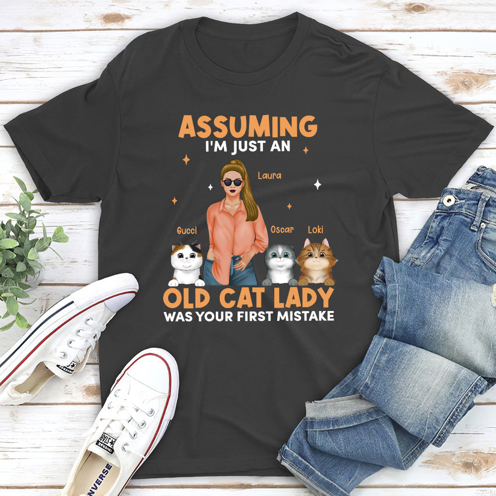 Just An Old Cat Lady - Personalized Custom Unisex 5.3 oz T-shirt for Pet Lovers