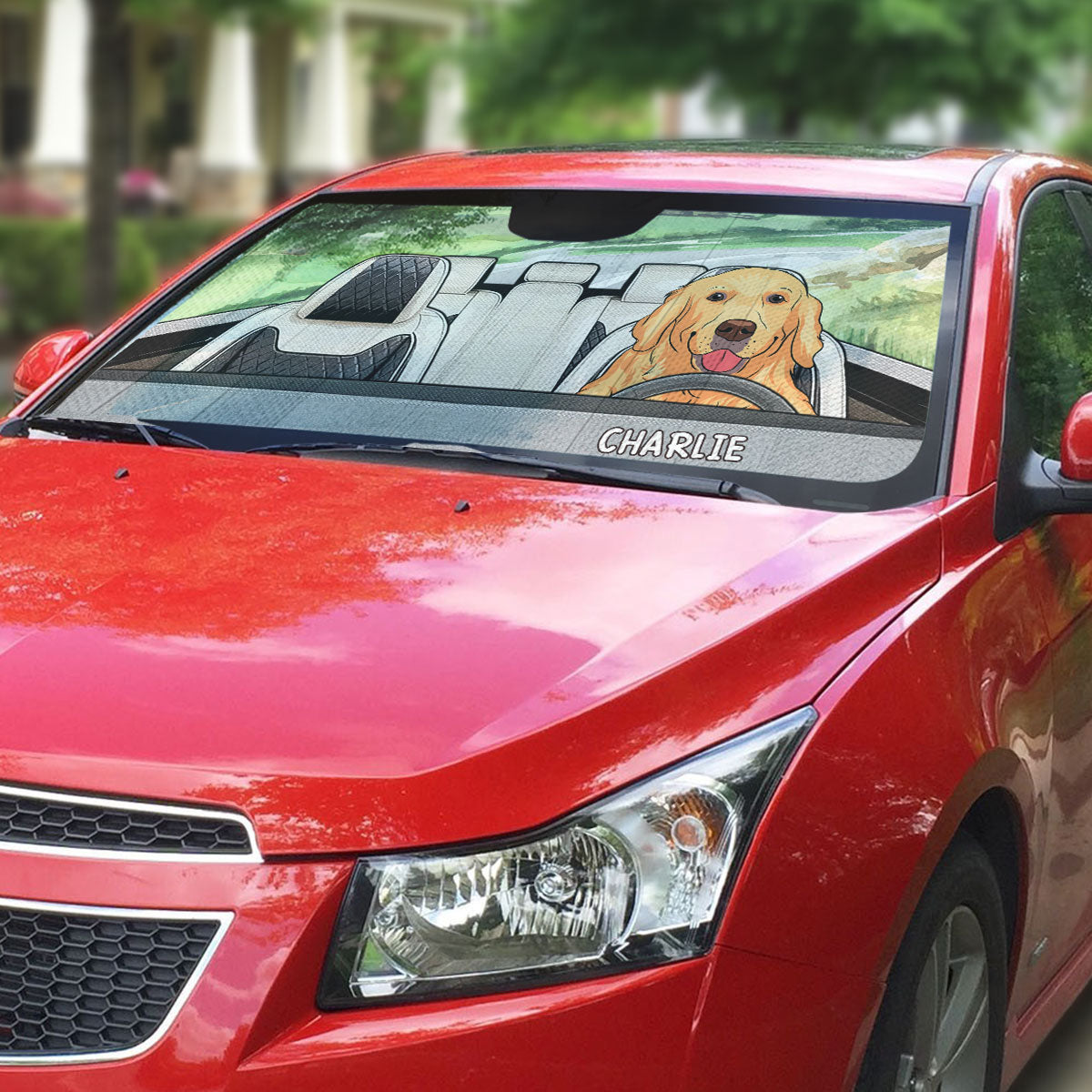 Funny Personalized Dogs And Cats Design Car Sunshade - 57x27.5 in (145x70 cm)