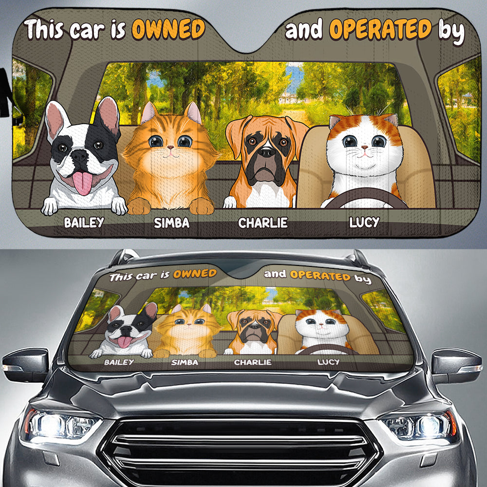 Personalized Owned And Operated Car Sunshade - Ideal Gift for Pet Lovers