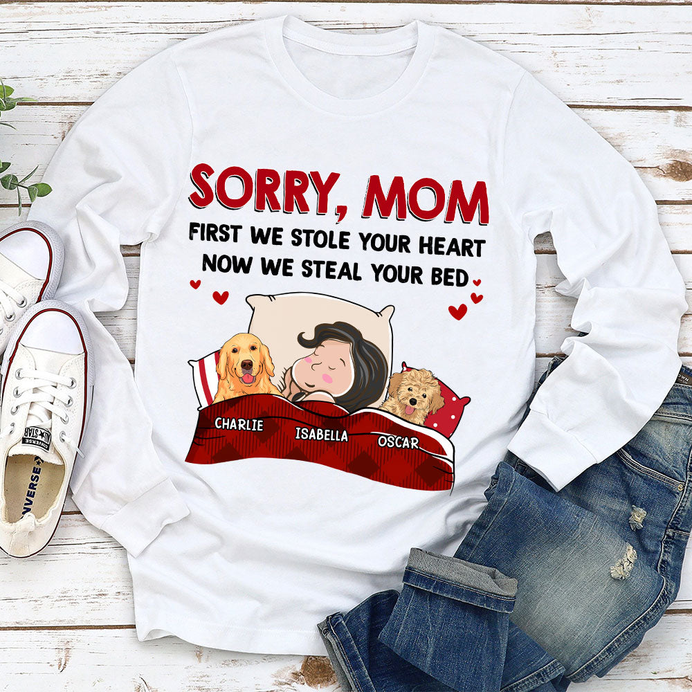 Sorry For Stealing Your Bed - One-of-a-Kind Personalized Custom Long Sleeve Unisex T-shirt for Pet Lovers