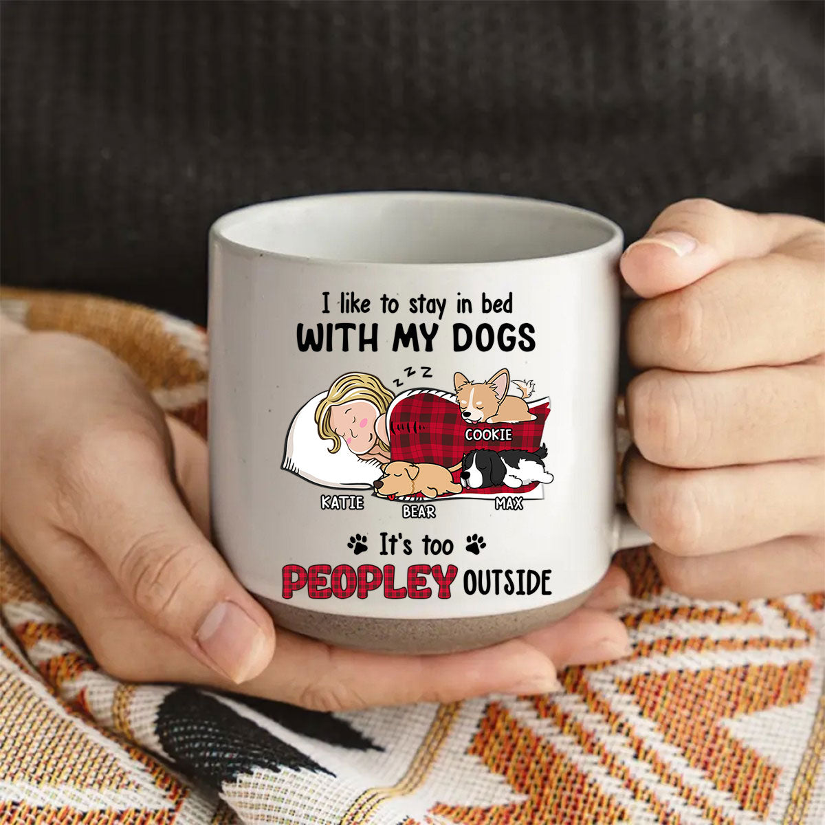 Personalized Custom 11oz Ceramic Pottery Mug in Dark Blue or White - Ideal for Staying in Bed