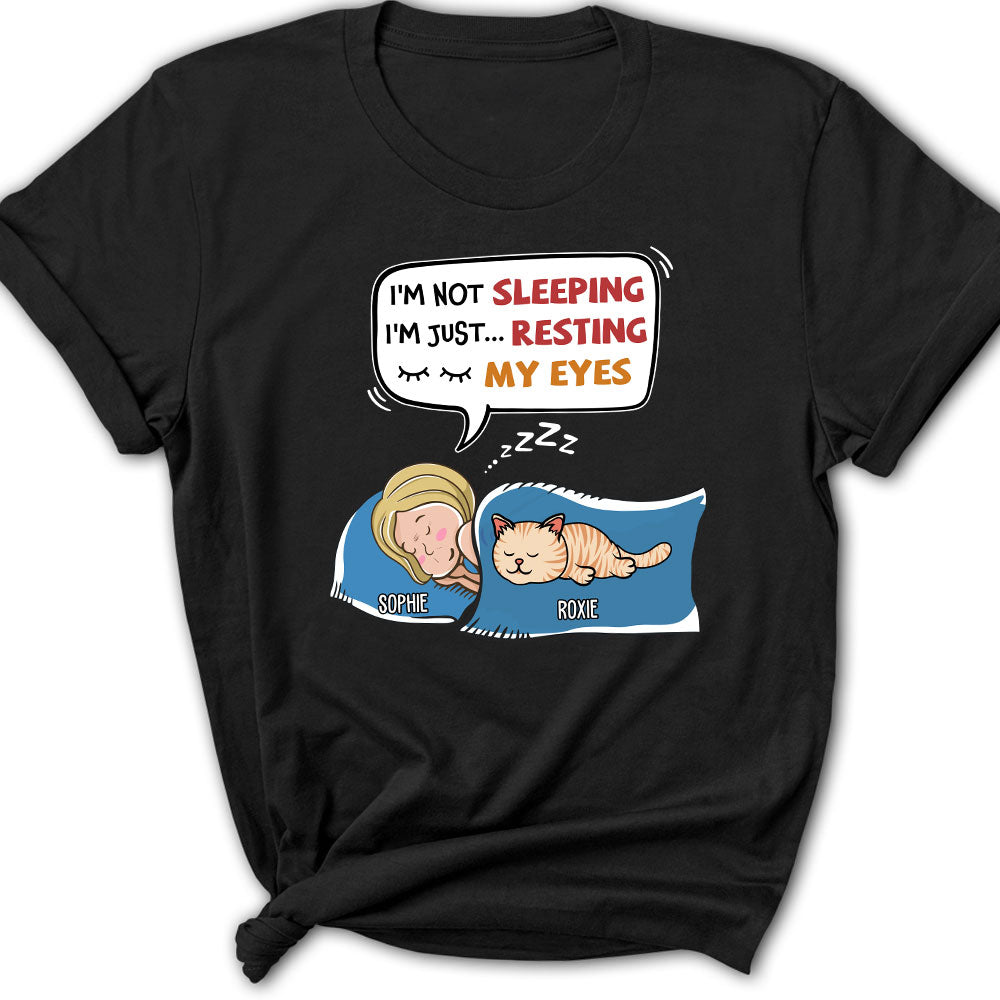 I'm Not Sleeping - Customizable Personalized Women's T-shirt for Pet Lovers