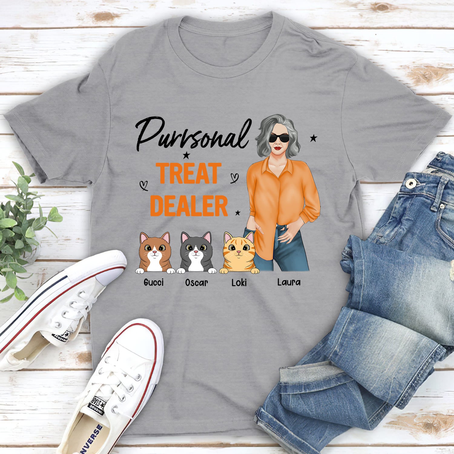Customizable Unisex Cat Treat Dealer Personalized T-shirt - 5.3 oz