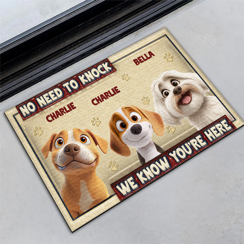 No Need To Knock - Personalized Custom 3D Inflated Effect Doormat with Your Pet's Picture