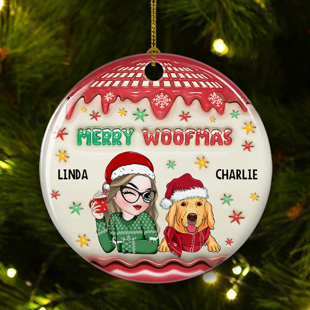 Woofmas Winter - Customizable 3D Inflated Effect Personalized Ceramic Christmas Ornament