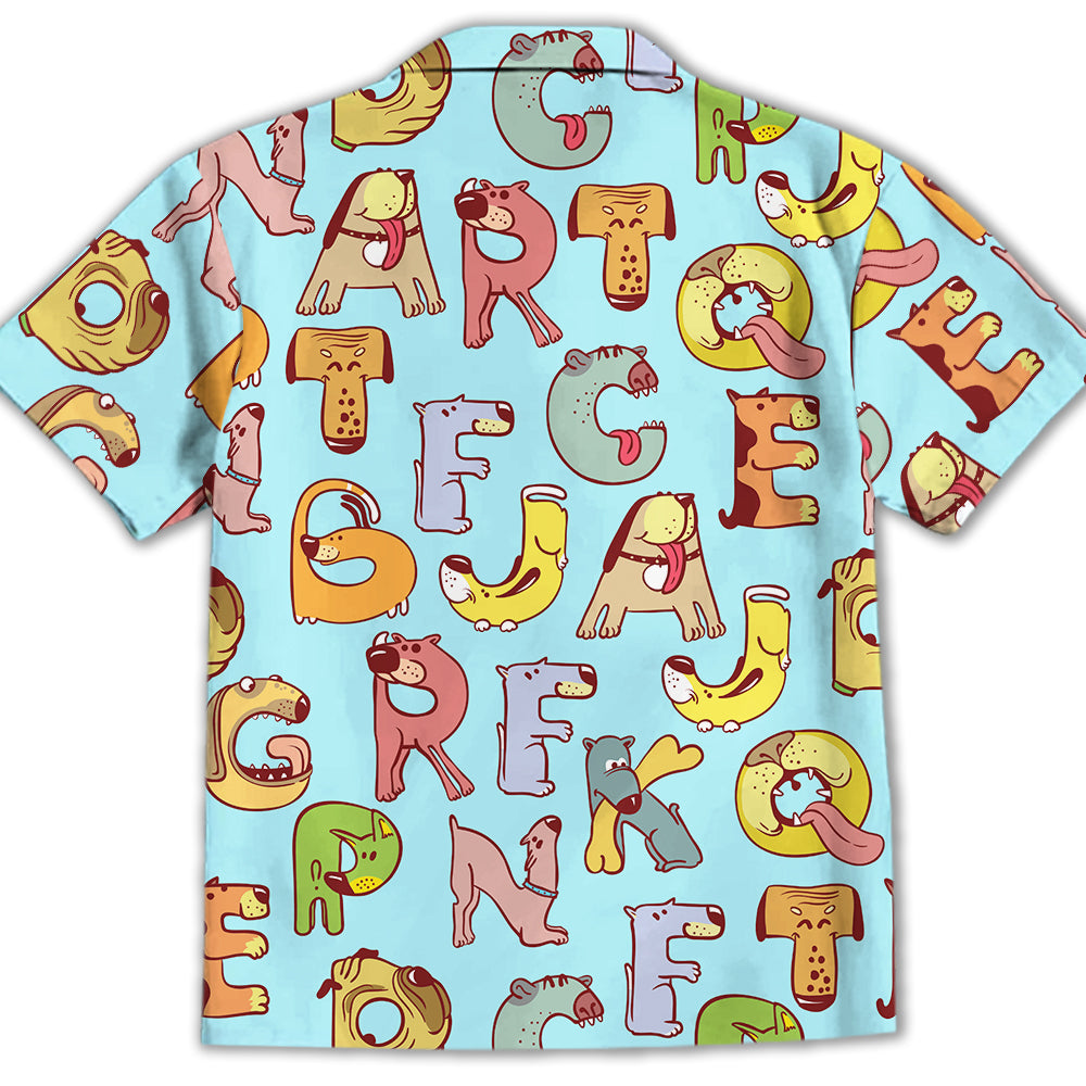 Blue Dog And Alphabet Kids' Stylish Button-up Shirt