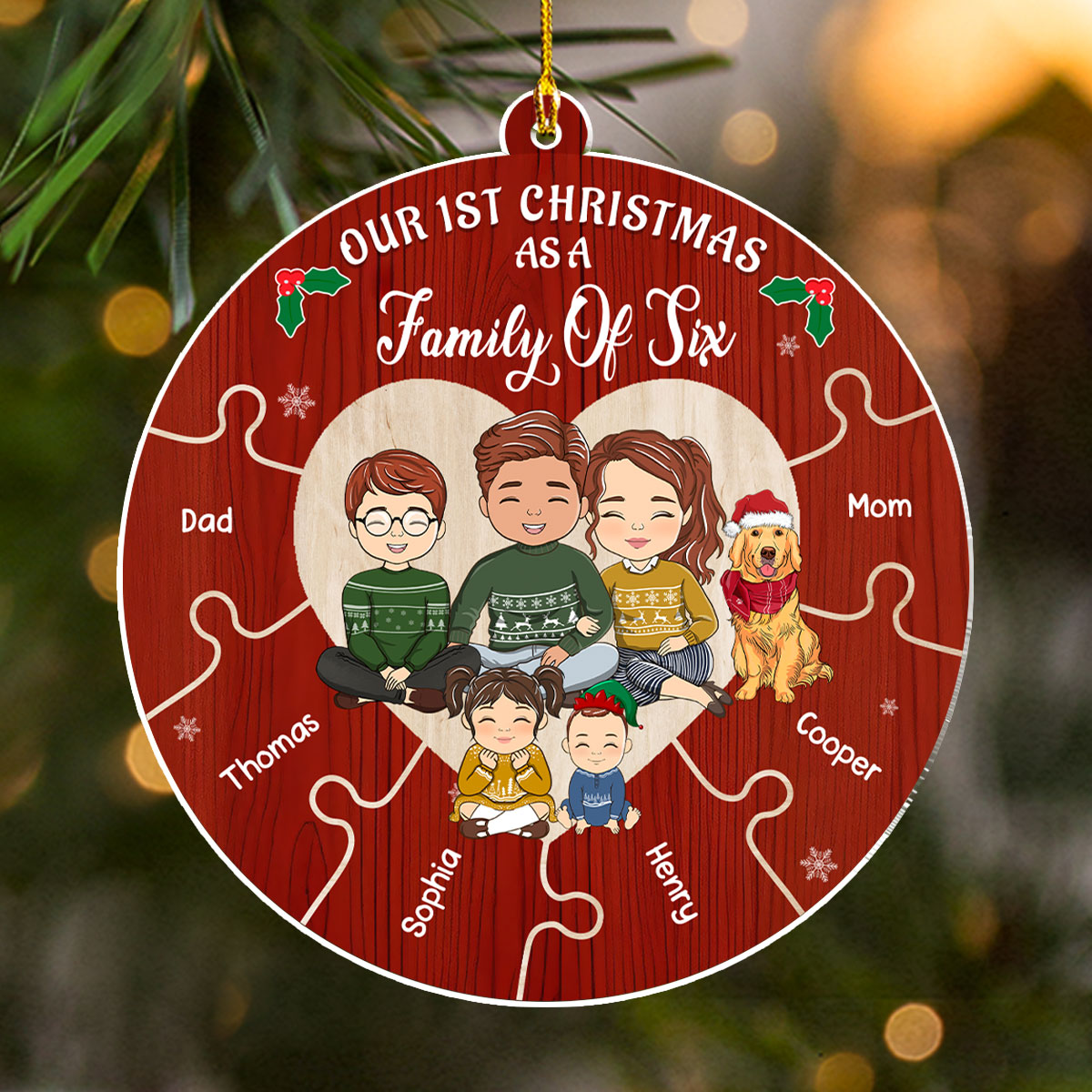 Together We Make A Family - Customizable Personalized Acrylic Christmas Ornament with 4' Diameter