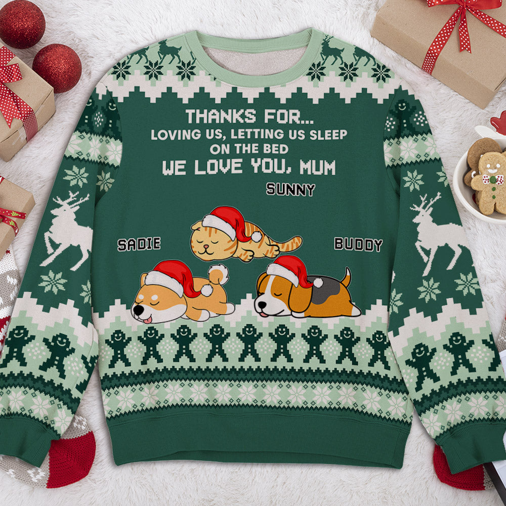 Snowy Fur Mom - Personalized Custom All-Over-Print Unisex 8.8 oz Polyester Blend Sweatshirt for Pet Lovers