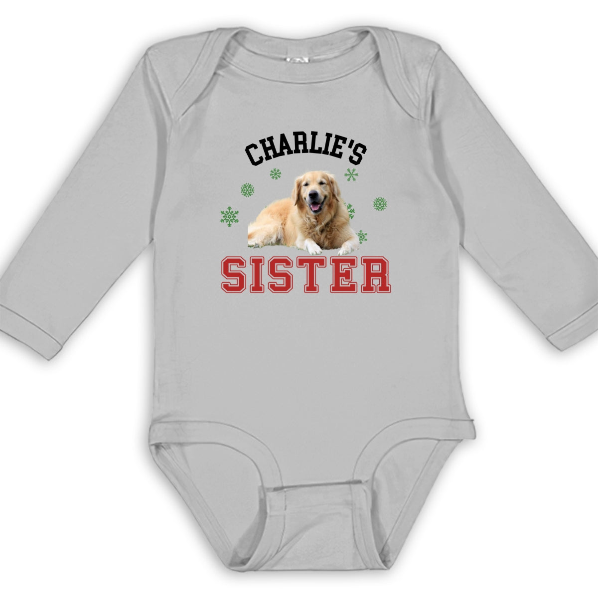 Personalized Custom Long Sleeve Baby Onesie for Baby Dog Brother and Sister Photos