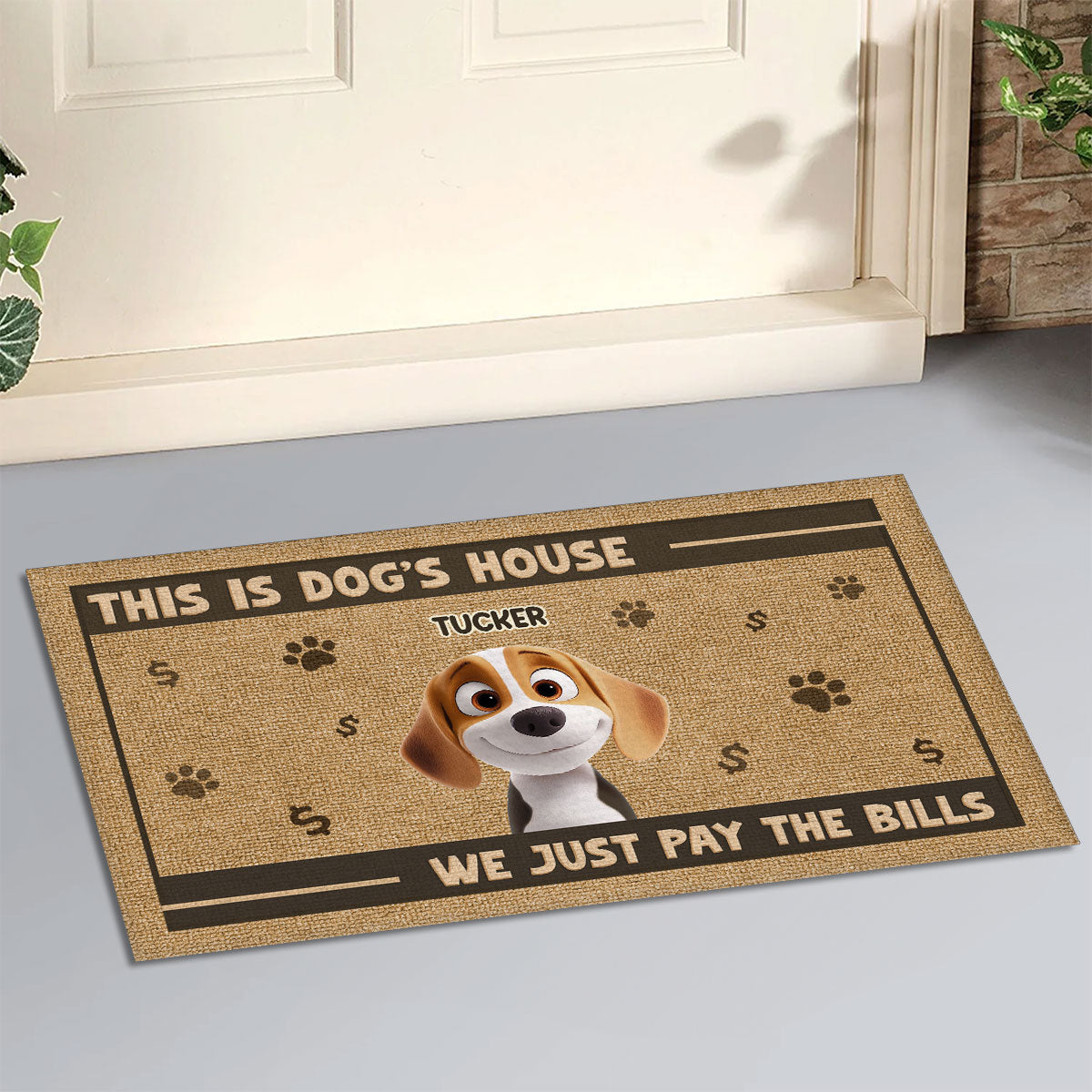 Pay The Bills - Personalized Custom Pet Picture Doormat with Multiple Sizes and Quality Options