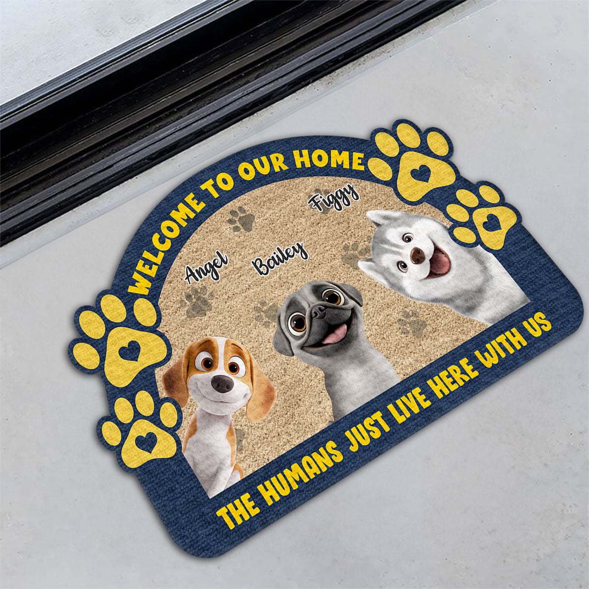 Dear Human We Rule The House - Customizable Personalized Pet Picture Doormat in 3 Sizes