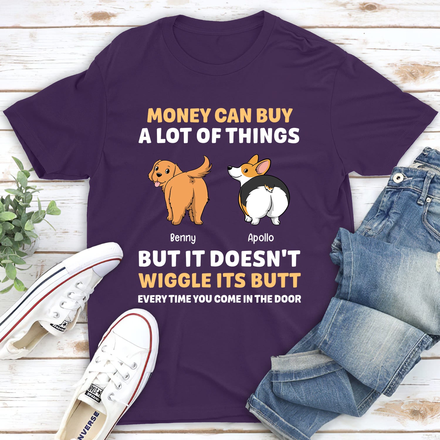 Wiggle Butt - Personalized Custom Unisex 5.3 oz Heavy Cotton T-shirt for Pet Lovers