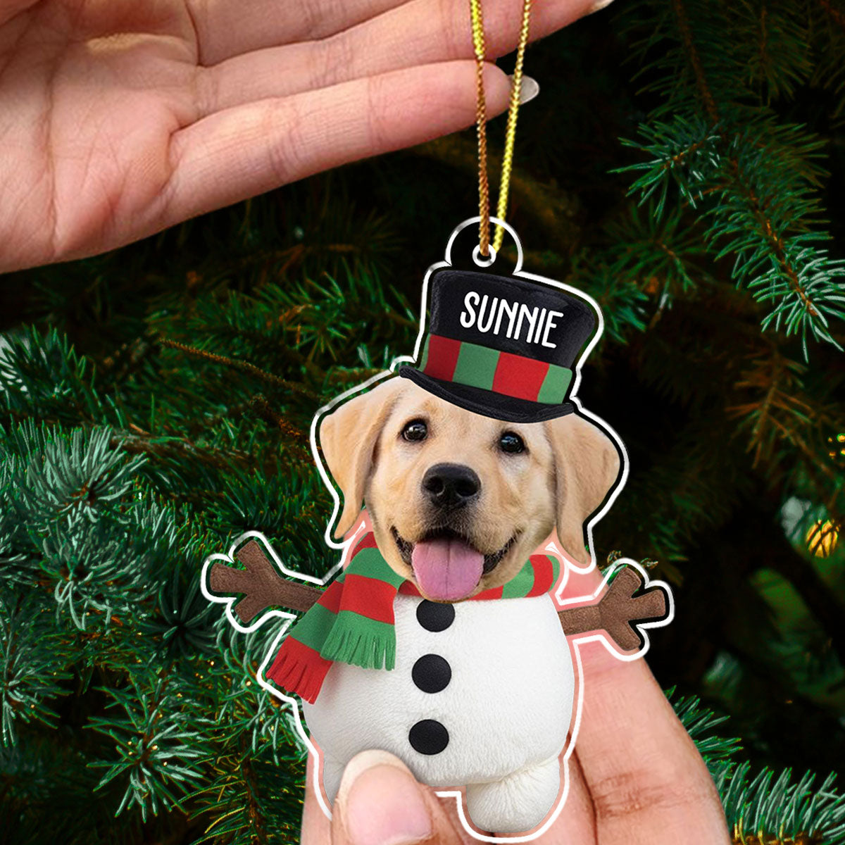 Adorable Personalized Custom Acrylic Dog Face Christmas Ornament